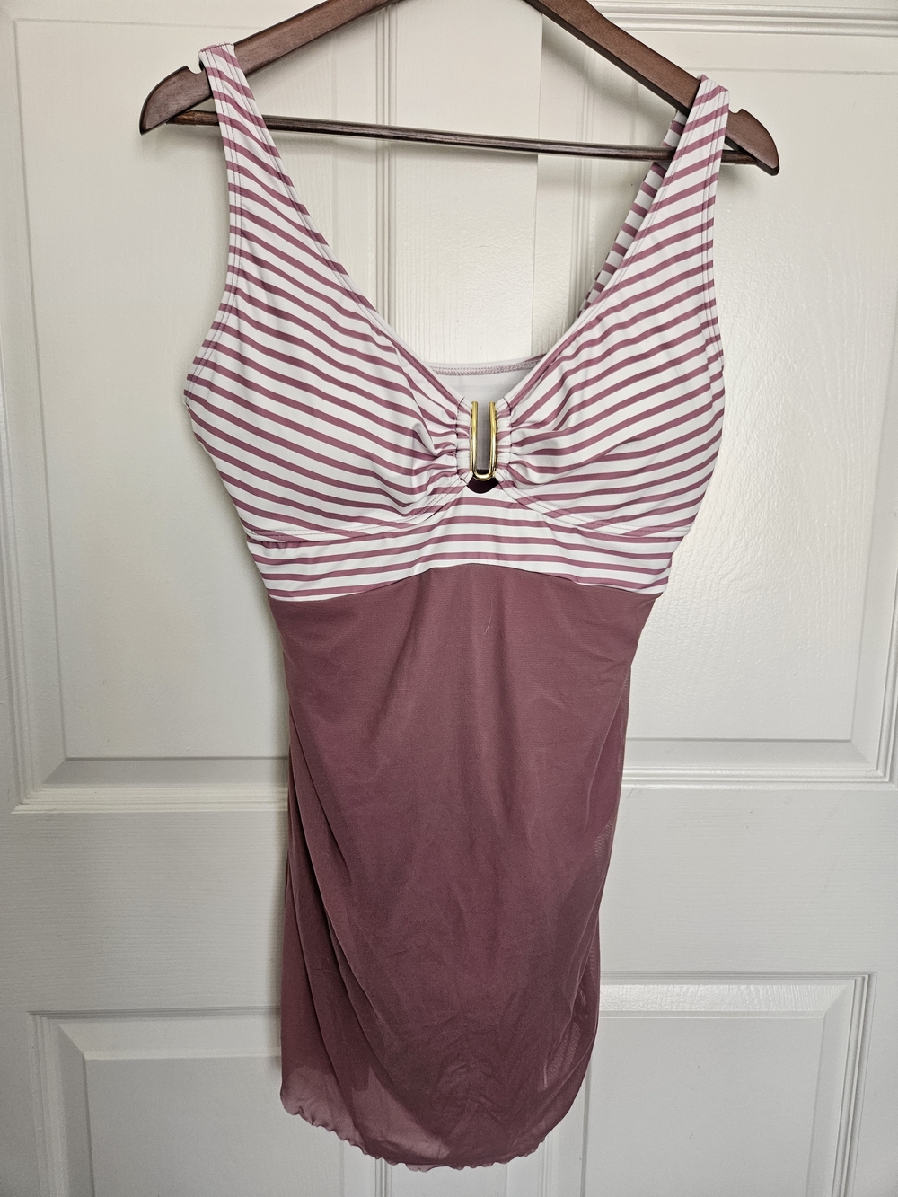 Women's Rose Striped & Solid Swim Dress
